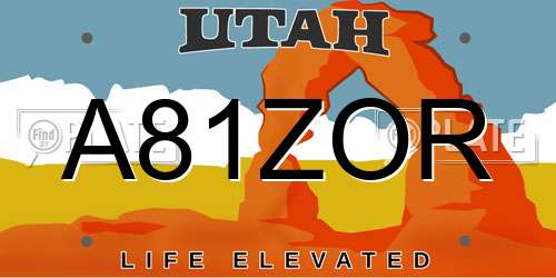 A81ZOR Utah License Plate
