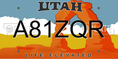 A81ZQR Utah License Plate