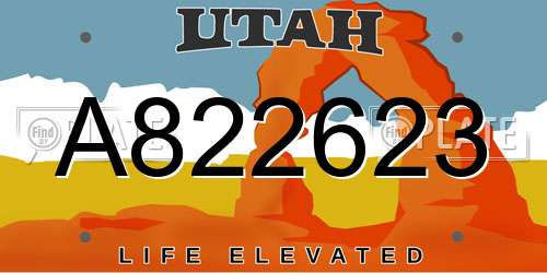 A822623 Utah License Plate