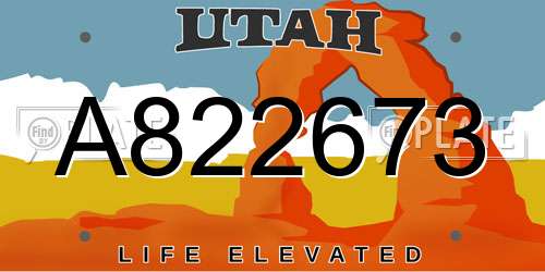 A822673 Utah License Plate