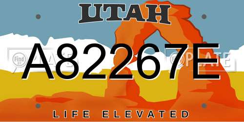 A82267E Utah License Plate