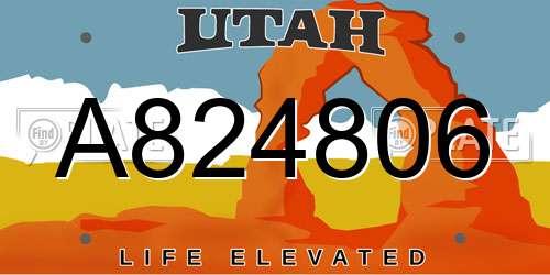 A824806 Utah License Plate