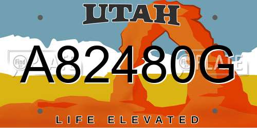 A82480G Utah License Plate