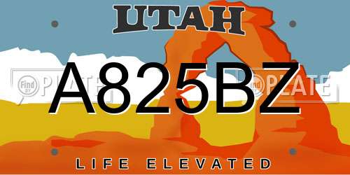 A825BZ Utah License Plate