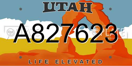 A827623 Utah License Plate