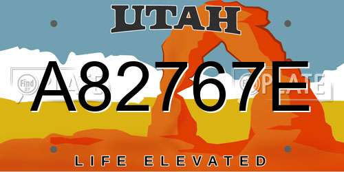 A82767E Utah License Plate
