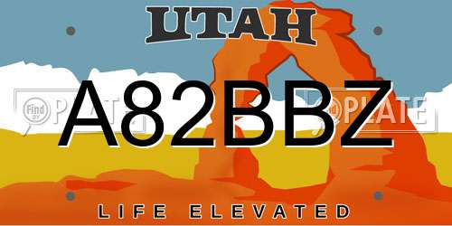 A82BBZ Utah License Plate
