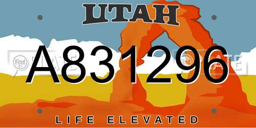 A831296 Utah License Plate