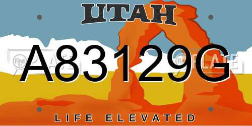A83129G Utah License Plate