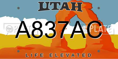A837AC Utah License Plate