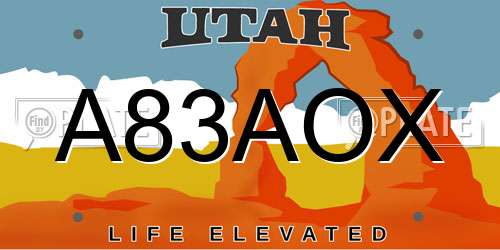 A83AOX Utah License Plate