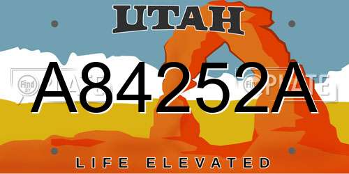 A84252A Utah License Plate