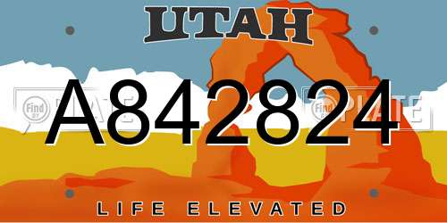 A842824 Utah License Plate