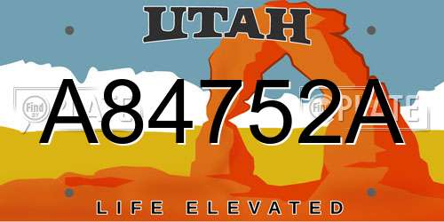 A84752A Utah License Plate