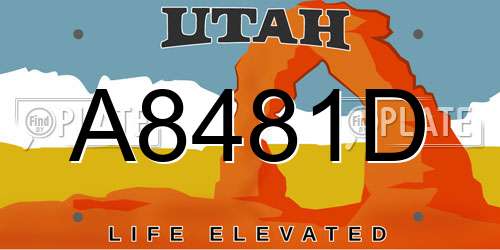 A8481D Utah License Plate