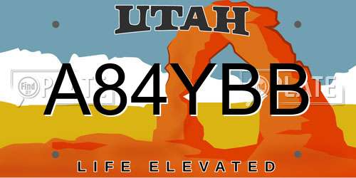 A84YBB Utah License Plate