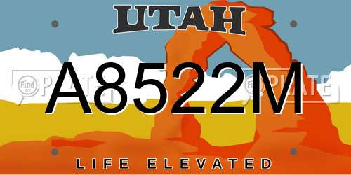 A8522M Utah License Plate