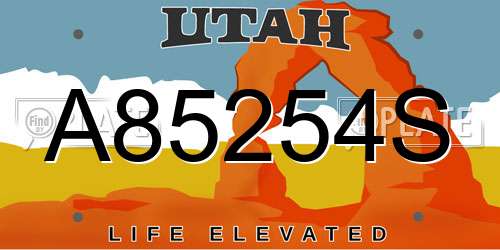 A85254S Utah License Plate