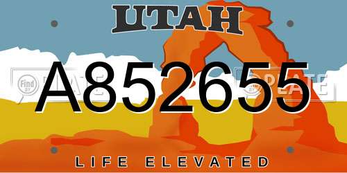A852655 Utah License Plate