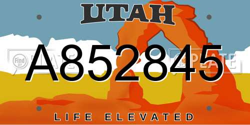 A852845 Utah License Plate