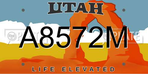 A8572M Utah License Plate