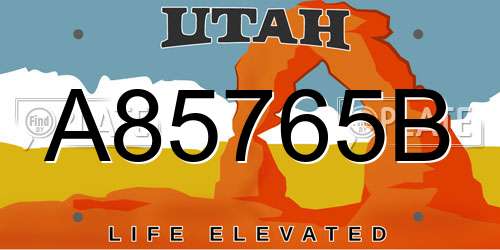 A85765B Utah License Plate