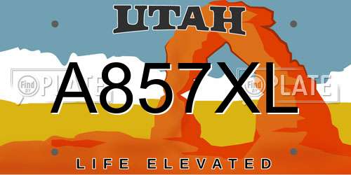 A857XL Utah License Plate