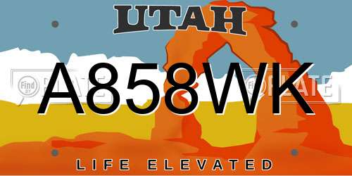 A858WK Utah License Plate