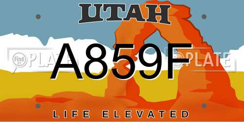 A859F Utah License Plate