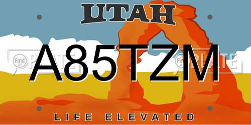 A85TZM Utah License Plate