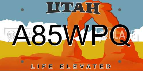 A85WPQ Utah License Plate