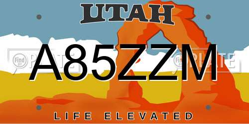 A85ZZM Utah License Plate