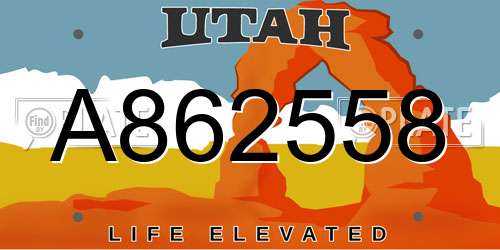 A862558 Utah License Plate