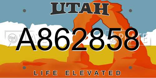 A862858 Utah License Plate