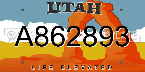A862893 Utah License Plate