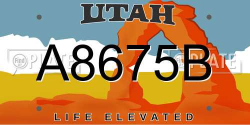 A8675B Utah License Plate