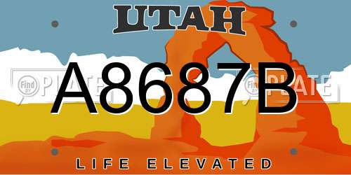 A8687B Utah License Plate