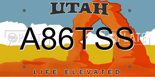 A86TSS Utah License Plate