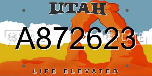 A872623 Utah License Plate