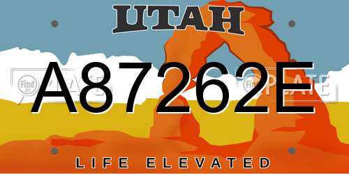 A87262E Utah License Plate