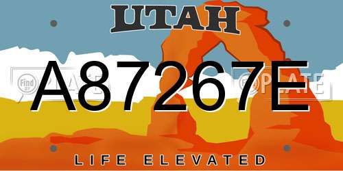 A87267E Utah License Plate
