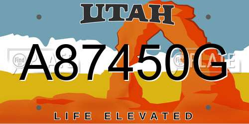 A87450G Utah License Plate