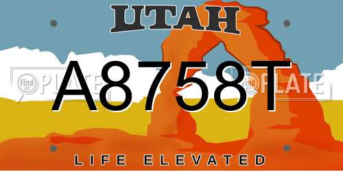 A8758T Utah License Plate