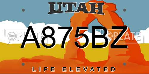 A875BZ Utah License Plate