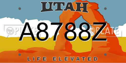 A8788Z Utah License Plate
