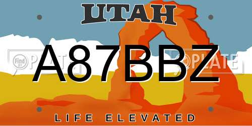 A87BBZ Utah License Plate