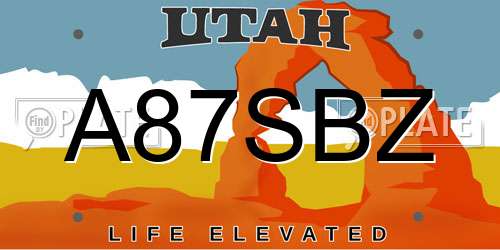 A87SBZ Utah License Plate