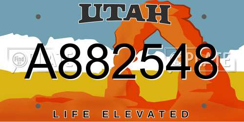 A882548 Utah License Plate