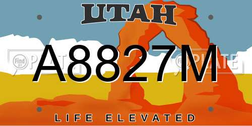 A8827M Utah License Plate