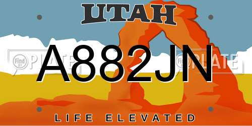 A882JN Utah License Plate